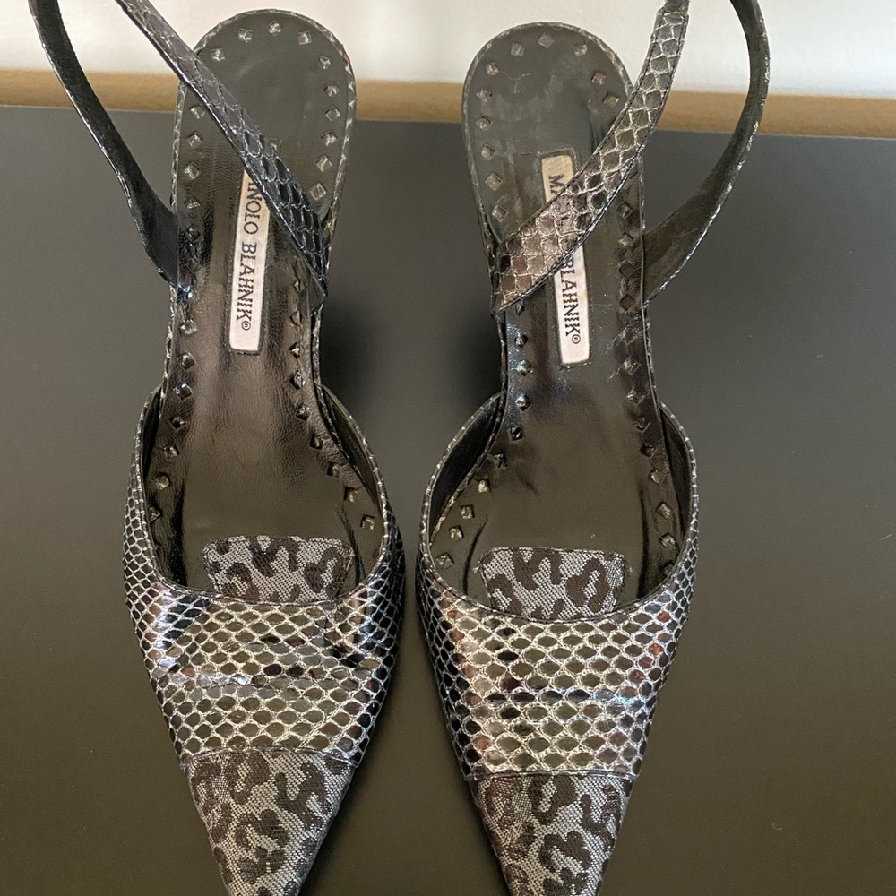 Manila Blahnik Kitten Heel Slingbacks